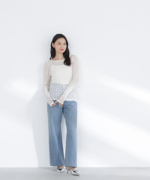 NATURAL BEAUTY BASIC（ナチュラルビューティーベーシック）の「◇レースドレープカットソー（Tシャツ/カットソー・レディース・ベージュ/オフホワイト/チャコールグレー・FREE）」の19枚目の写真