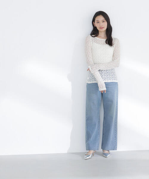 NATURAL BEAUTY BASIC（ナチュラルビューティーベーシック）の「◇レースドレープカットソー（Tシャツ/カットソー・レディース・ベージュ/オフホワイト/チャコールグレー・FREE）」の21枚目の写真