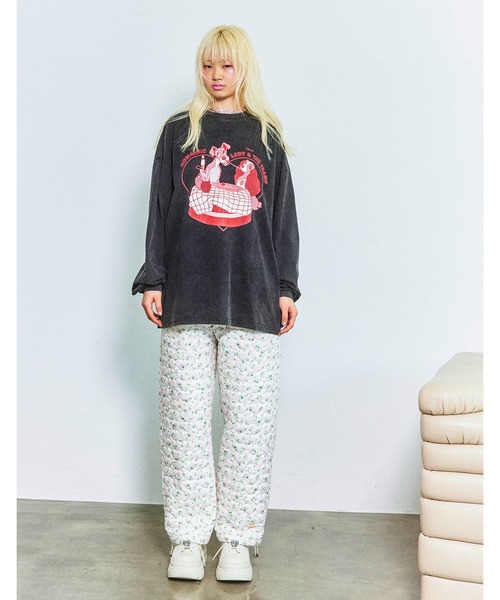 Little sunny bite（リトルサニーバイト）の「【RES】【little sunny bite Disney collection】 lady & tramp long tee（Tシャツ/カットソー・レディース・クリーム/ブラック/ピンク・MEDIUM/SMALL）」の4枚目の写真