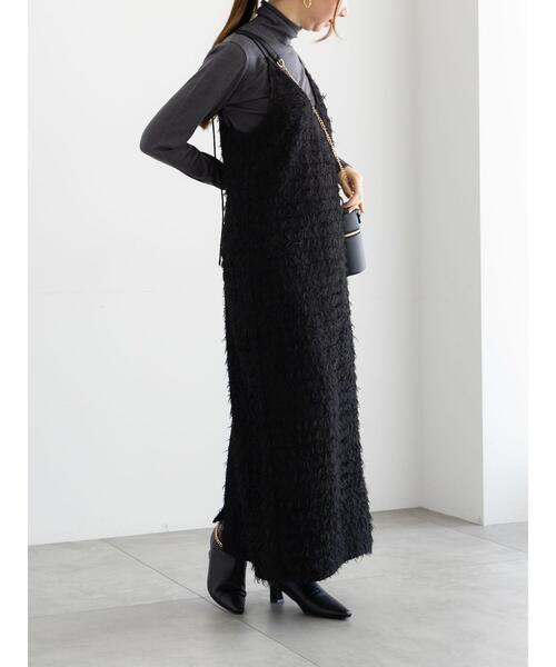 Te chichi(テチチ)の「カットジャガードキャミワンピース(ワンピース・レディース・ブラック/オフホワイト・F)」の14枚目の写真