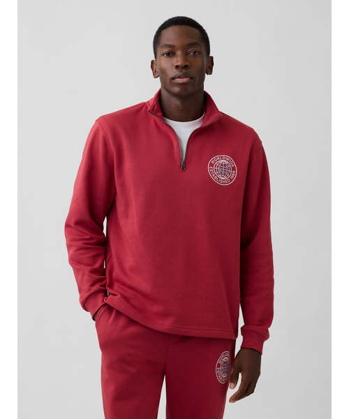 セール】リラックスフィット GAPロゴ グラフィック 1/4 ジップアップ