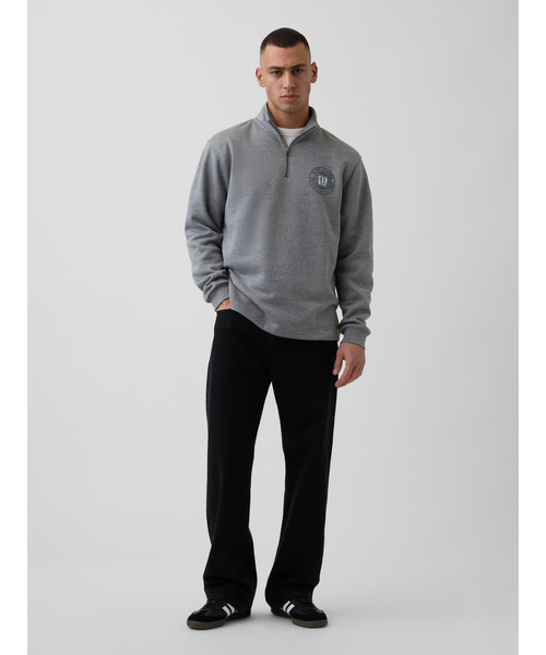 セール】リラックスフィット GAPロゴ グラフィック 1/4 ジップアップ