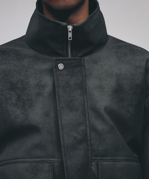 Adoon plain（アドーンプレーン）の「Faux Suede Stand Neck Blouson / フェイクスウェードスタンドネックブルゾン（ブルゾン・メンズ・ブラック/ブラウン・MEDIUM/LARGE）」の10枚目の写真