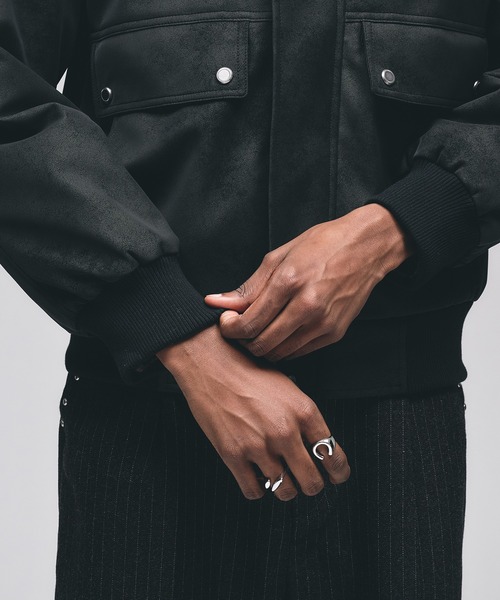 Adoon plain（アドーンプレーン）の「Faux Suede Stand Neck Blouson / フェイクスウェードスタンドネックブルゾン（ブルゾン・メンズ・ブラック/ブラウン・MEDIUM/LARGE）」の15枚目の写真