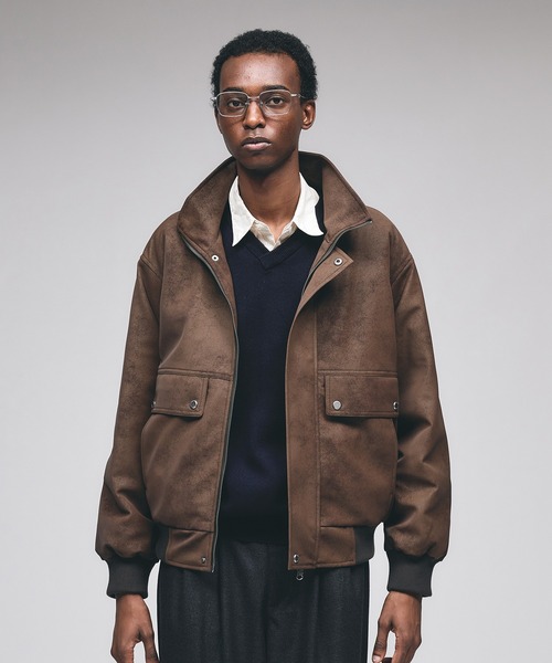 セール】Faux Suede Stand Neck Blouson / フェイクスウェードスタンド