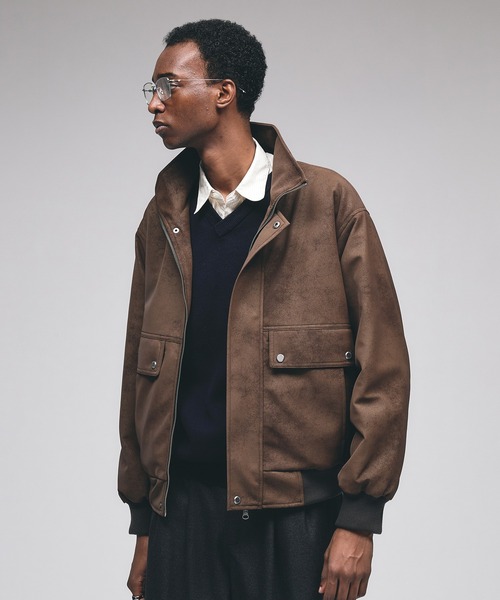 Adoon plain（アドーンプレーン）の「Faux Suede Stand Neck Blouson / フェイクスウェードスタンドネックブルゾン（ブルゾン・メンズ・ブラック/ブラウン・MEDIUM/LARGE）」の18枚目の写真