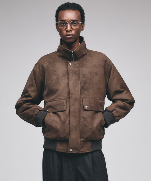Adoon plain（アドーンプレーン）の「Faux Suede Stand Neck Blouson / フェイクスウェードスタンドネックブルゾン（ブルゾン・メンズ・ブラック/ブラウン・MEDIUM/LARGE）」の21枚目の写真