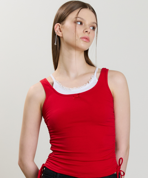 LUVISTRUE(ラヴイズトゥルー)の「SM LAYERED LACE SLEEVELESS(RED)(Tシャツ/カットソー・レディース・その他・FREE)」の1枚目の写真
