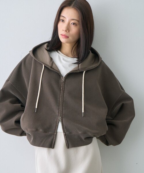ゆるっと抜け感大人フーディー】ピグメントダンボールパーカー