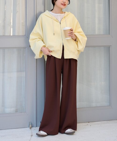 CIAOPANIC TYPY（チャオパニックティピー）の「【ゆるっと抜け感大人フーディー】ピグメントダンボールパーカー（パーカー・レディース・イエロー/ネイビー/ピンク/チャコールグレー/グレー・ONE SIZE）」の7枚目の写真