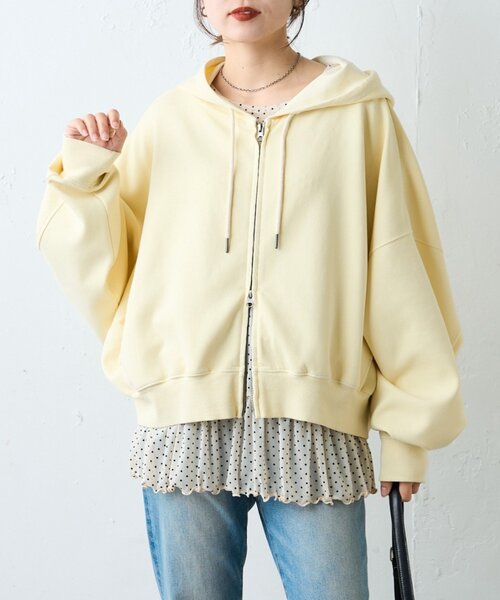 CIAOPANIC TYPY（チャオパニックティピー）の「【ゆるっと抜け感大人フーディー】ピグメントダンボールパーカー（パーカー・レディース・イエロー/ネイビー/ピンク/チャコールグレー/グレー・ONE SIZE）」の12枚目の写真