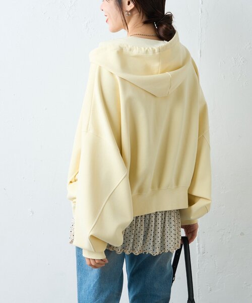 CIAOPANIC TYPY（チャオパニックティピー）の「【ゆるっと抜け感大人フーディー】ピグメントダンボールパーカー（パーカー・レディース・イエロー/ネイビー/ピンク/チャコールグレー/グレー・ONE SIZE）」の14枚目の写真