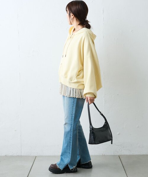 CIAOPANIC TYPY（チャオパニックティピー）の「【ゆるっと抜け感大人フーディー】ピグメントダンボールパーカー（パーカー・レディース・イエロー/ネイビー/ピンク/チャコールグレー/グレー・ONE SIZE）」の16枚目の写真