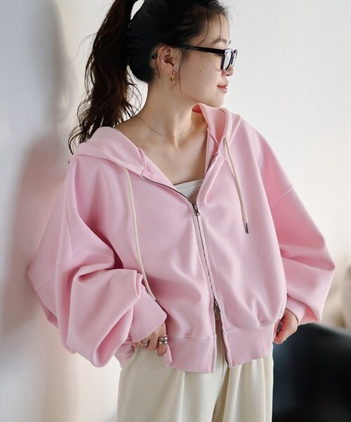 CIAOPANIC TYPY（チャオパニックティピー）の「【ゆるっと抜け感大人フーディー】ピグメントダンボールパーカー（パーカー・レディース・イエロー/ネイビー/ピンク/チャコールグレー/グレー・ONE SIZE）」の18枚目の写真