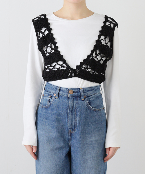 IENA LA BOUCLE(イエナラブークル)の「MAYDI/マイディ flower crochet ブラトップ CONEXION(その他トップス・レディース・ブラック・FREE)」の3枚目の写真