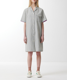 VOYONN（ボヨン）の「先染めリネン配色半袖シャツワンピース0049（ワンピース）」