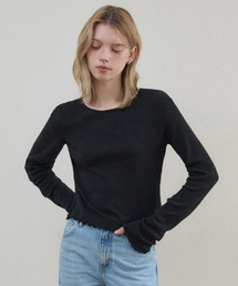 BASIKA（バシカ）の「ウェーブベーシックレイヤードTシャツ（ブラック）（Tシャツ/カットソー）」