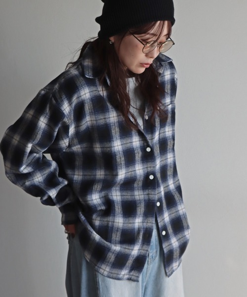 COURO（コウロ）の「ネルチェックシャツ（シャツ/ブラウス・レディース・グレー系/ネイビー系/グレー/ブラック/ネイビー系1/ライトグレー・FREE）」の5枚目の写真