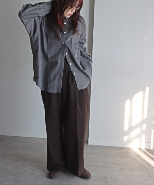 COURO（コウロ）の「ネルチェックシャツ（シャツ/ブラウス・レディース・グレー系/ネイビー系/グレー/ブラック/ネイビー系1/ライトグレー・FREE）」の18枚目の写真