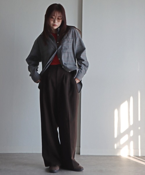 COURO（コウロ）の「ネルチェックシャツ（シャツ/ブラウス・レディース・グレー系/ネイビー系/グレー/ブラック/ネイビー系1/ライトグレー・FREE）」の21枚目の写真