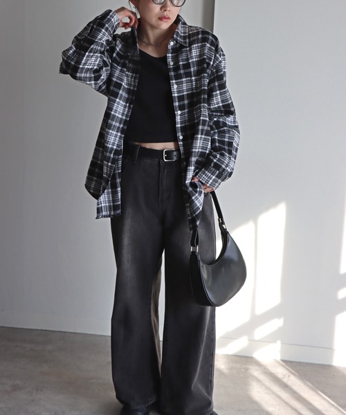 COURO（コウロ）の「ネルチェックシャツ（シャツ/ブラウス・レディース・グレー系/ネイビー系/グレー/ブラック/ネイビー系1/ライトグレー・FREE）」の7枚目の写真