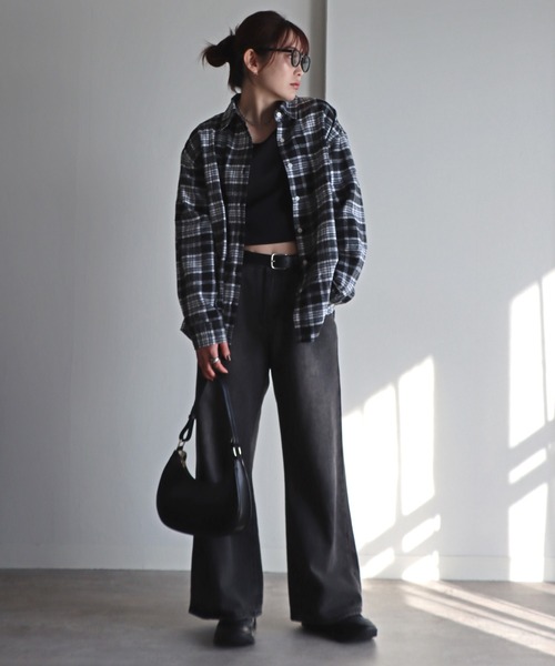 COURO（コウロ）の「ネルチェックシャツ（シャツ/ブラウス・レディース・グレー系/ネイビー系/グレー/ブラック/ネイビー系1/ライトグレー・FREE）」の9枚目の写真