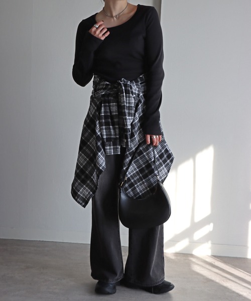 COURO（コウロ）の「ネルチェックシャツ（シャツ/ブラウス・レディース・グレー系/ネイビー系/グレー/ブラック/ネイビー系1/ライトグレー・FREE）」の11枚目の写真