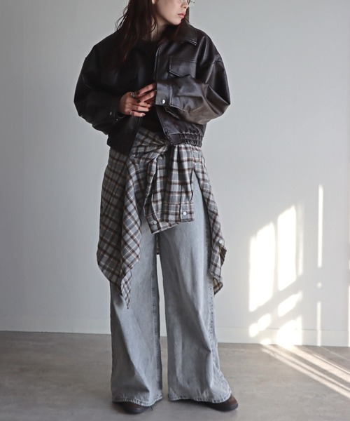 COURO（コウロ）の「ネルチェックシャツ（シャツ/ブラウス・レディース・グレー系/ネイビー系/グレー/ブラック/ネイビー系1/ライトグレー・FREE）」の15枚目の写真