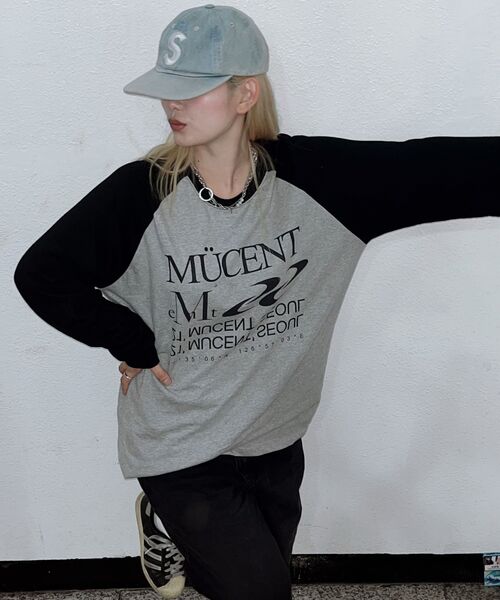 MUCENT(ムセント)の「エッセンシャルロゴナグランロングスリーブ配色ロングスリーブ長袖Tシャツ男女共用(2カラー)(Tシャツ/カットソー・レディース・その他/ブラック・FREE)」の11枚目の写真