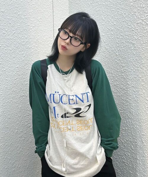 MUCENT(ムセント)の「エッセンシャルロゴナグランロングスリーブ配色ロングスリーブ長袖Tシャツ男女共用(2カラー)(Tシャツ/カットソー・レディース・その他/ブラック・FREE)」の10枚目の写真