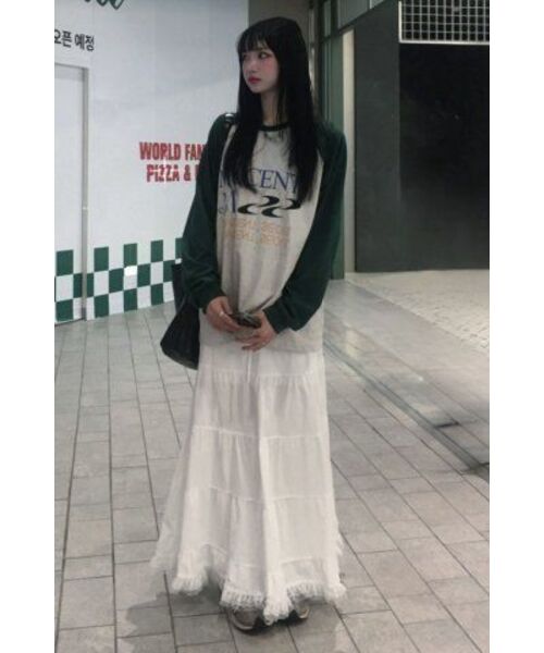 MUCENT(ムセント)の「エッセンシャルロゴナグランロングスリーブ配色ロングスリーブ長袖Tシャツ男女共用(2カラー)(Tシャツ/カットソー・レディース・その他/ブラック・FREE)」の8枚目の写真