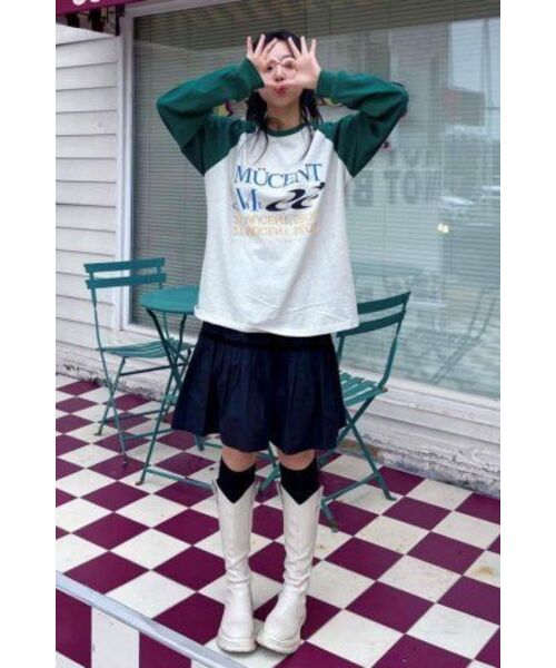 MUCENT(ムセント)の「エッセンシャルロゴナグランロングスリーブ配色ロングスリーブ長袖Tシャツ男女共用(2カラー)(Tシャツ/カットソー・レディース・その他/ブラック・FREE)」の5枚目の写真