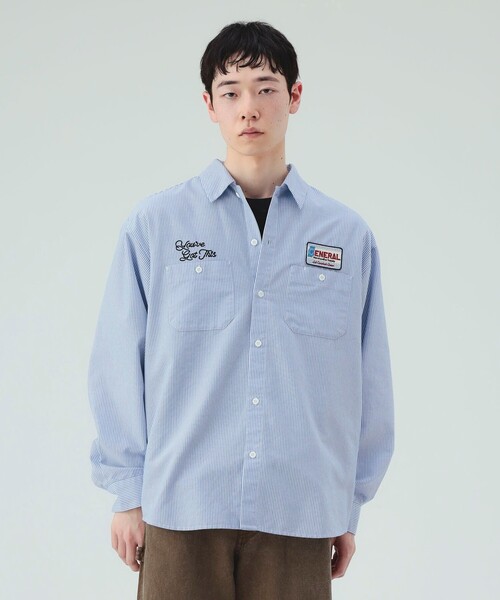 BEAMS HEART(ビームスハート)の「【6/18値下げ】GMS ビッグシルエット ワークシャツ(ユニセックス)(シャツ/ブラウス・メンズ・ブルー/ホワイト・MEDIUM/SMALL/LARGE)」の14枚目の写真
