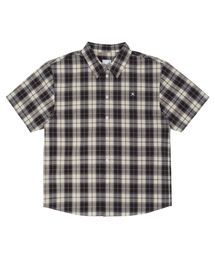 TCM mini logo check half shirts (brown)