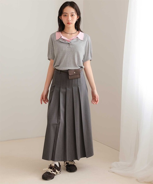 miette(ミエット)の「レイヤード風半袖ポロニット(ニット/セーター・レディース・ライトブルー/ブラック/チャコール/グレー・S/M/L)」の14枚目の写真
