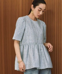 【ブラック】mipiarl  2WAYシャツブラウス+ノースリニットセット mipiarl ブラウス シャツ 2WAYシャツブラウス＋ノースリニットセット