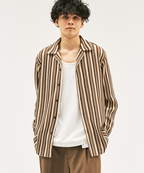 417 EDIFICE(フォーワンセブンエディフィス)の「P.A CROCHET シャツ(シャツ/ブラウス・メンズ・ブラウン/ブラック・MEDIUM/LARGE)」の2枚目の写真