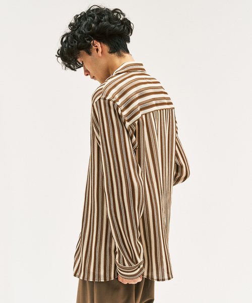 417 EDIFICE(フォーワンセブンエディフィス)の「P.A CROCHET シャツ(シャツ/ブラウス・メンズ・ブラウン/ブラック・MEDIUM/LARGE)」の7枚目の写真