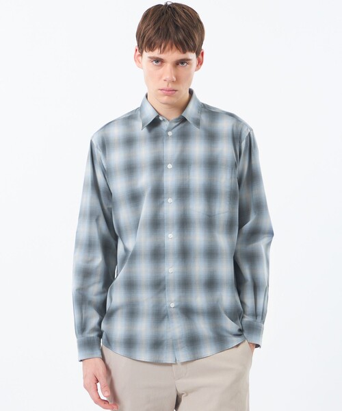 MACKINTOSH PHILOSOPHY(マッキントッシュ フィロソフィー)の「ショートレギュラーカラーシャツ オンブレチェック(シャツ/ブラウス・メンズ・ブルー/ベージュ系その他5・38/40)」の1枚目の写真