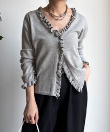 DouDou | 【WEB限定】ニットフリルカーディガン(カーディガン/ボレロ)