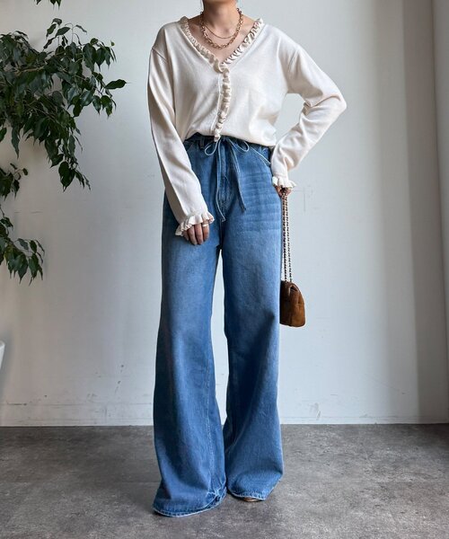 DouDou（ドゥドゥ）の「【WEB限定】ニットフリルカーディガン（カーディガン/ボレロ・レディース・グレー/ブラック/アイボリー・FREE）」の4枚目の写真