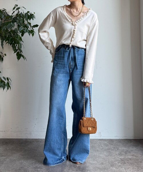 DouDou（ドゥドゥ）の「【WEB限定】ニットフリルカーディガン（カーディガン/ボレロ・レディース・グレー/ブラック/アイボリー・FREE）」の5枚目の写真