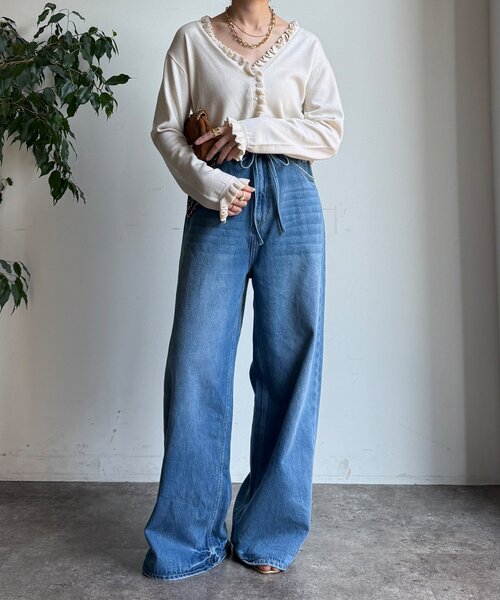 DouDou（ドゥドゥ）の「【WEB限定】ニットフリルカーディガン（カーディガン/ボレロ・レディース・グレー/ブラック/アイボリー・FREE）」の6枚目の写真