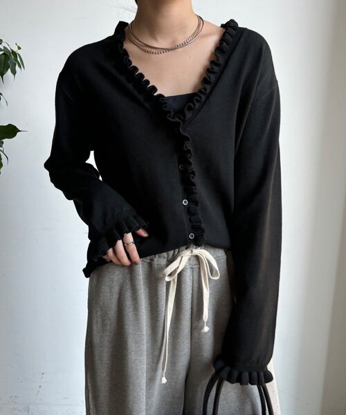 DouDou（ドゥドゥ）の「【WEB限定】ニットフリルカーディガン（カーディガン/ボレロ・レディース・グレー/ブラック/アイボリー・FREE）」の19枚目の写真