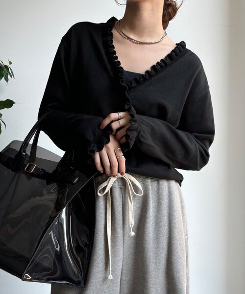 DouDou（ドゥドゥ）の「【WEB限定】ニットフリルカーディガン（カーディガン/ボレロ・レディース・グレー/ブラック/アイボリー・FREE）」の20枚目の写真