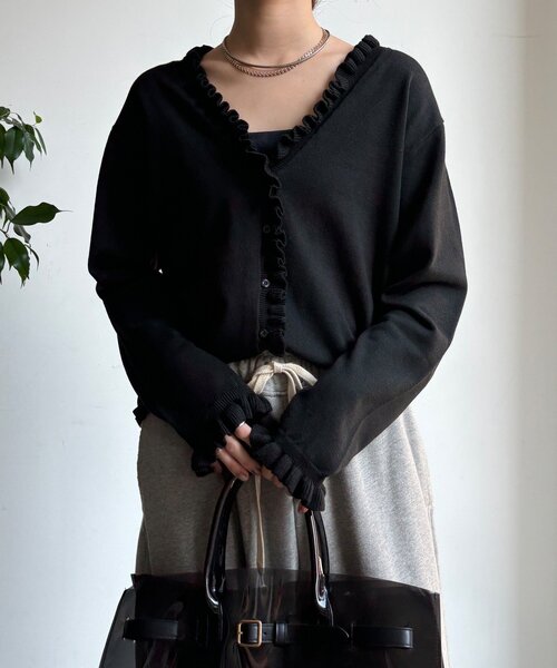 DouDou（ドゥドゥ）の「【WEB限定】ニットフリルカーディガン（カーディガン/ボレロ・レディース・グレー/ブラック/アイボリー・FREE）」の21枚目の写真