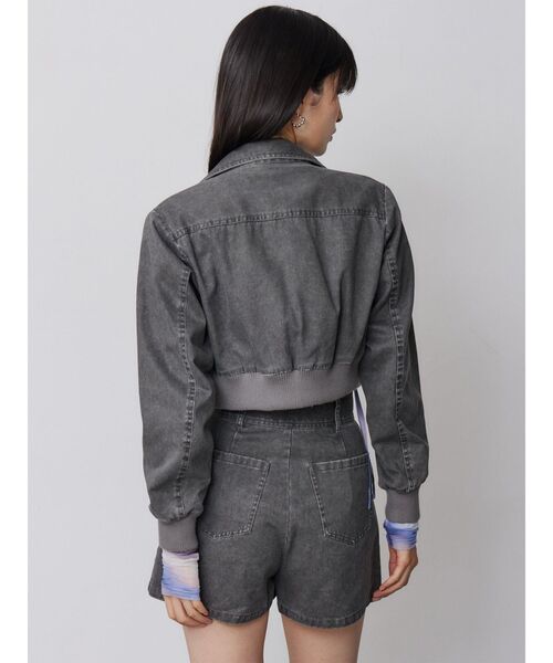 MURUA(ムルーア)の「【セットアップ対応】ウォッシュスタンドネックショートブルゾン(ブルゾン・レディース・グレー/カーキ・FREE)」の9枚目の写真