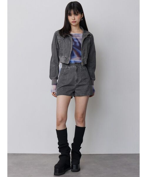 MURUA(ムルーア)の「【セットアップ対応】ウォッシュスタンドネックショートブルゾン(ブルゾン・レディース・グレー/カーキ・FREE)」の11枚目の写真