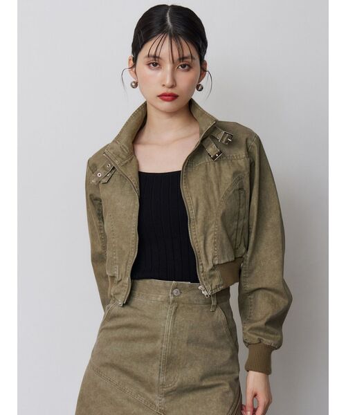 MURUA(ムルーア)の「【セットアップ対応】ウォッシュスタンドネックショートブルゾン(ブルゾン・レディース・グレー/カーキ・FREE)」の16枚目の写真