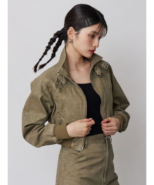 MURUA(ムルーア)の「【セットアップ対応】ウォッシュスタンドネックショートブルゾン(ブルゾン・レディース・グレー/カーキ・FREE)」の17枚目の写真